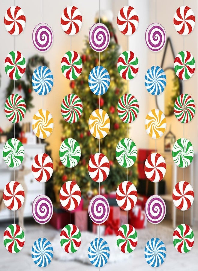 Faccito 8 Pcs Christmas Peppermint Candy Hanging Decorations Christmas Ceiling Decorations Paper Garland for Xmas Party Winter Holiday Birthday Decor(Mixed Candy) - Image 1